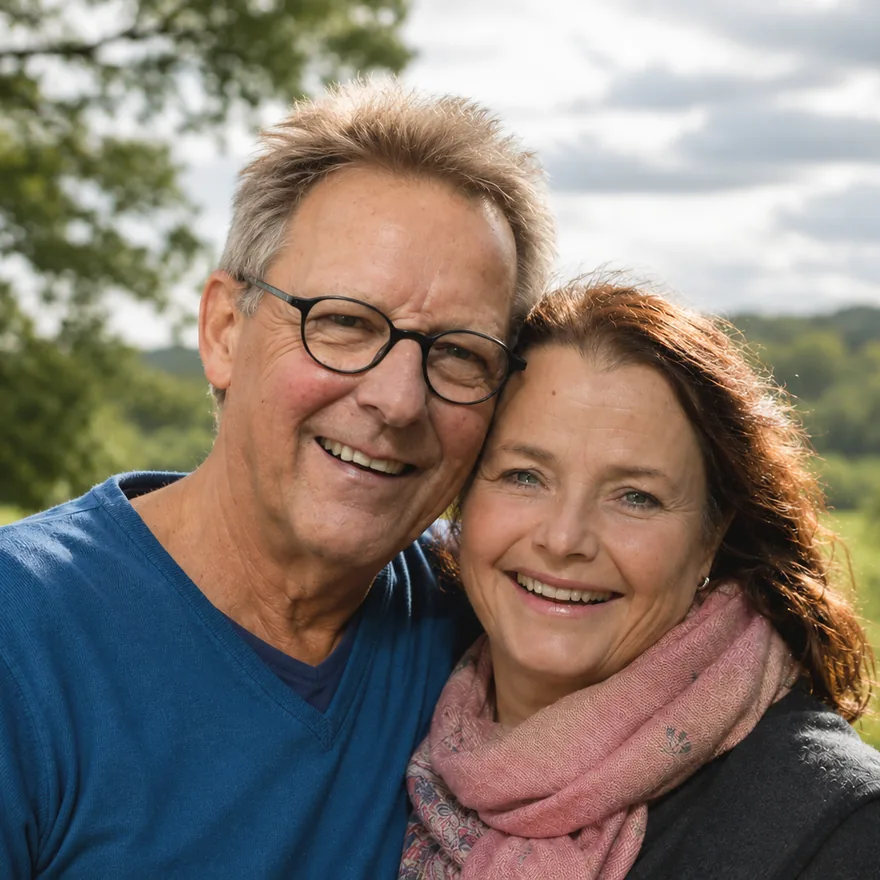 Peter Damen en Paula Damen-van Eijk buiten in de natuur